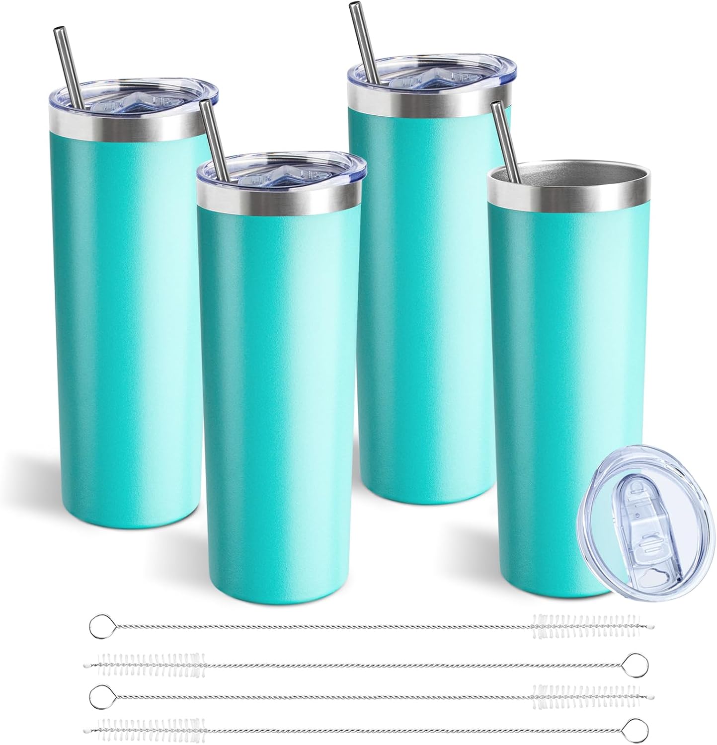 20 oz Skinny Tumbler with Lid and Straw,Stainless Steel Vacuum Insulated Tumbler Cup Double Wall Leak-proof Coffee Mug,Travel Thermal Water Tumbler for Home,Office,Outdoor(Black,1)