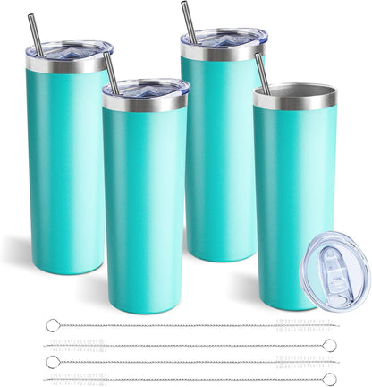 20 oz Skinny Tumbler with Lid and Straw,Stainless Steel Vacuum Insulated Tumbler Cup Double Wall Leak-proof Coffee Mug,Travel Thermal Water Tumbler for Home,Office,Outdoor(Black,1)
