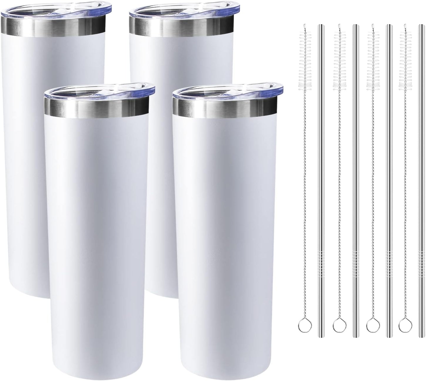 20 oz Skinny Tumbler with Lid and Straw,Stainless Steel Vacuum Insulated Tumbler Cup Double Wall Leak-proof Coffee Mug,Travel Thermal Water Tumbler for Home,Office,Outdoor(Black,1)