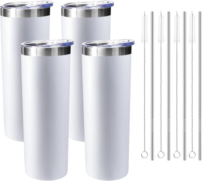 20 oz Skinny Tumbler with Lid and Straw,Stainless Steel Vacuum Insulated Tumbler Cup Double Wall Leak-proof Coffee Mug,Travel Thermal Water Tumbler for Home,Office,Outdoor(Black,1)