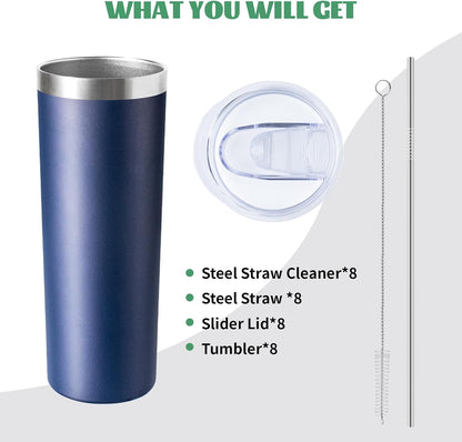20 oz Skinny Tumbler with Lid and Straw,Stainless Steel Vacuum Insulated Tumbler Cup Double Wall Leak-proof Coffee Mug,Travel Thermal Water Tumbler for Home,Office,Outdoor(Black,1)