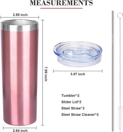 20 oz Skinny Tumbler with Lid and Straw,Stainless Steel Vacuum Insulated Tumbler Cup Double Wall Leak-proof Coffee Mug,Travel Thermal Water Tumbler for Home,Office,Outdoor(Black,1)