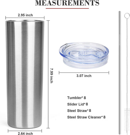 20 oz Skinny Tumbler with Lid and Straw,Stainless Steel Vacuum Insulated Tumbler Cup Double Wall Leak-proof Coffee Mug,Travel Thermal Water Tumbler for Home,Office,Outdoor(Black,1)