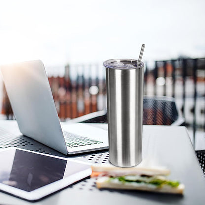 20 oz Skinny Tumbler with Lid and Straw,Stainless Steel Vacuum Insulated Tumbler Cup Double Wall Leak-proof Coffee Mug,Travel Thermal Water Tumbler for Home,Office,Outdoor(Black,1)