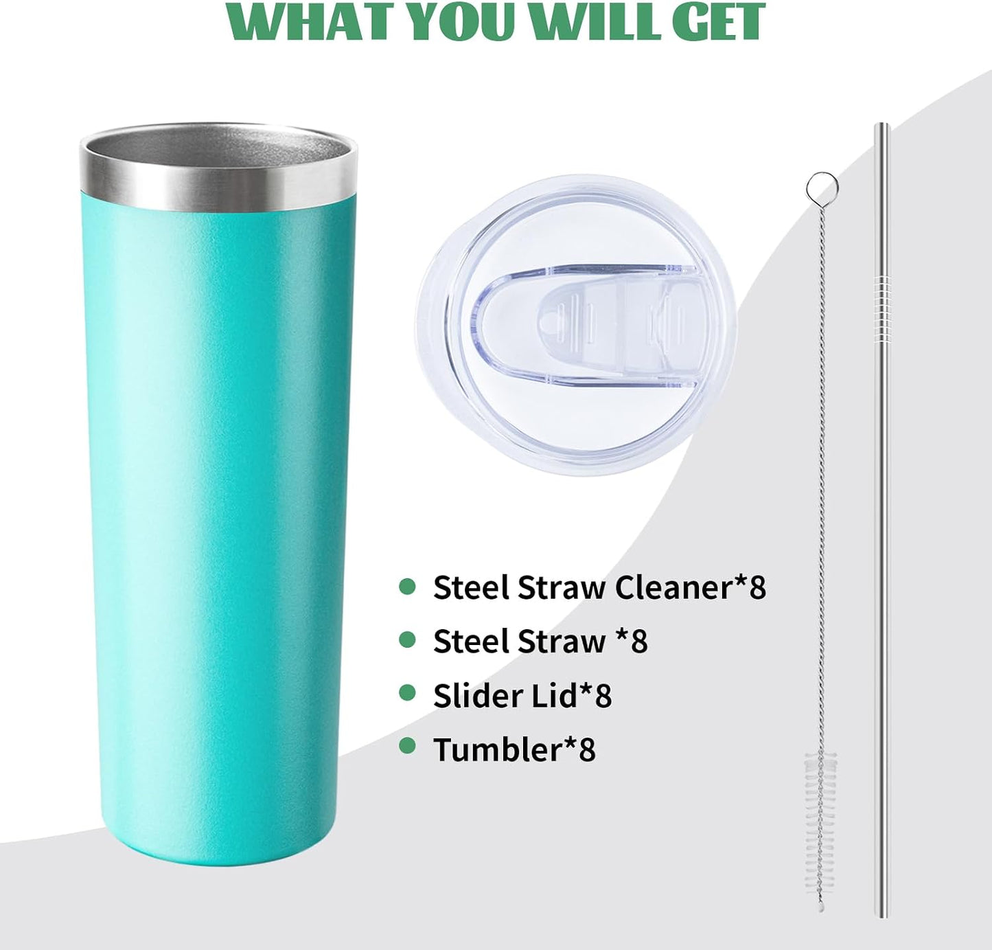 20 oz Skinny Tumbler with Lid and Straw,Stainless Steel Vacuum Insulated Tumbler Cup Double Wall Leak-proof Coffee Mug,Travel Thermal Water Tumbler for Home,Office,Outdoor(Black,1)