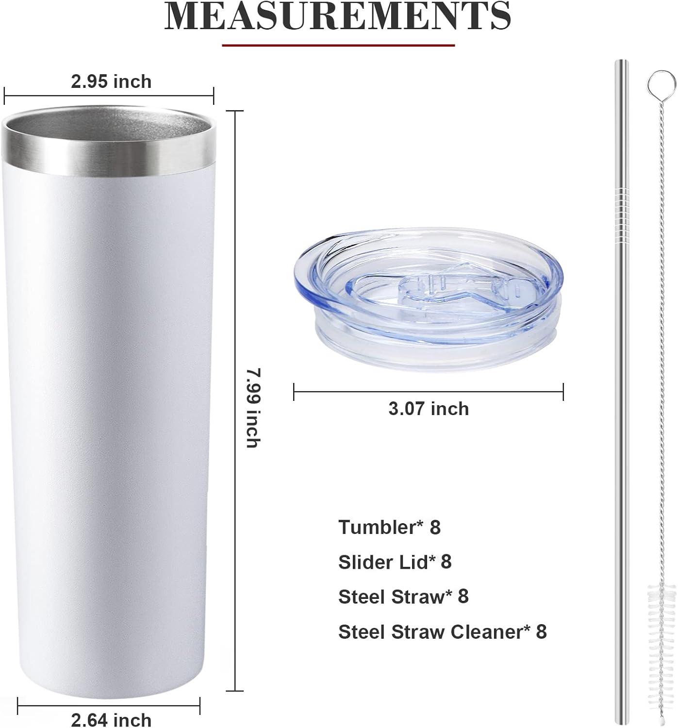 20 oz Skinny Tumbler with Lid and Straw,Stainless Steel Vacuum Insulated Tumbler Cup Double Wall Leak-proof Coffee Mug,Travel Thermal Water Tumbler for Home,Office,Outdoor(Black,1)
