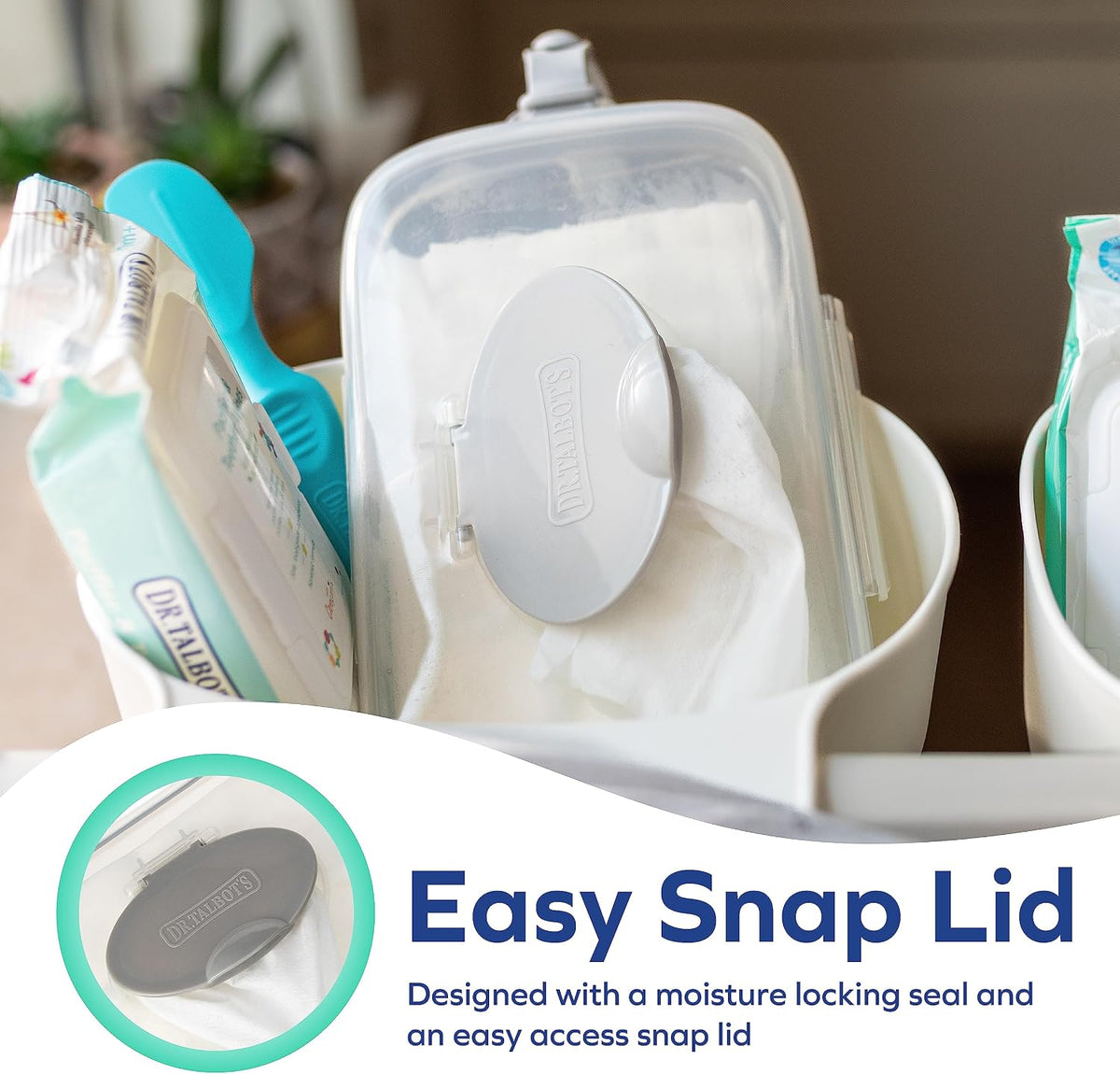 Deluxe Baby Wipes Dispenser for Travel, Grey