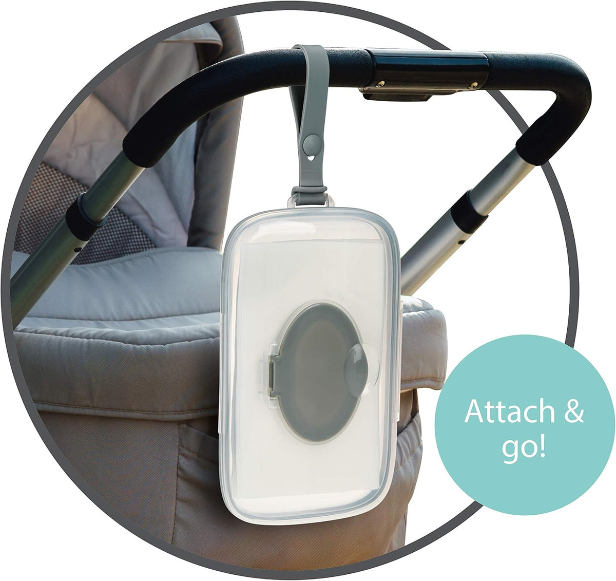Deluxe Baby Wipes Dispenser for Travel, Grey