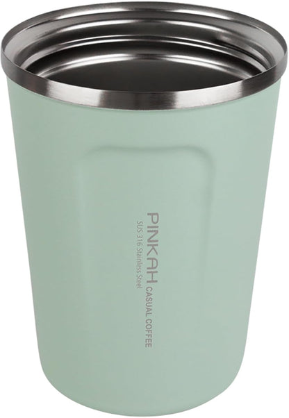 12oz Travel Coffee Mug, Double Wall Insulated Coffee Cup with Flip Lid, Vacuum Stainless Steel Reusable Thermal Cup for Hot & Cold Drinks, Mint Green
