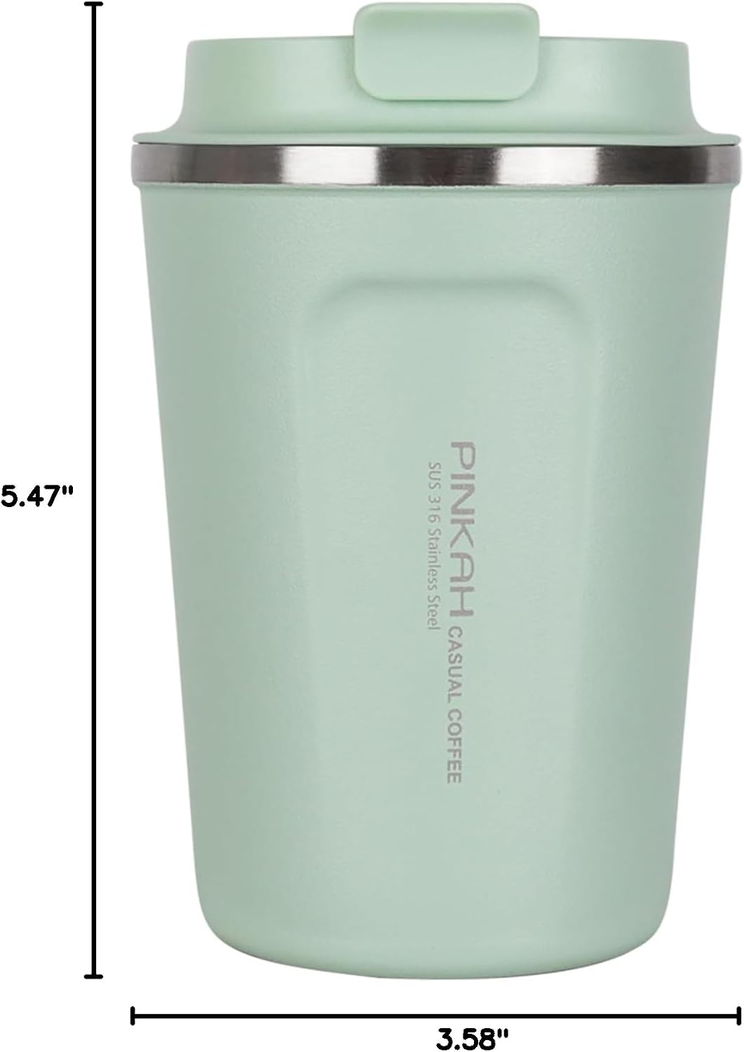 12oz Travel Coffee Mug, Double Wall Insulated Coffee Cup with Flip Lid, Vacuum Stainless Steel Reusable Thermal Cup for Hot & Cold Drinks, Mint Green