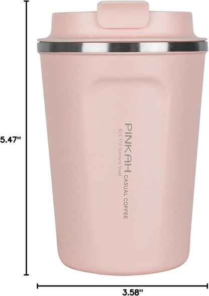 12oz Travel Coffee Mug, Double Wall Insulated Coffee Cup with Flip Lid, Vacuum Stainless Steel Reusable Thermal Cup for Hot & Cold Drinks, Mint Green