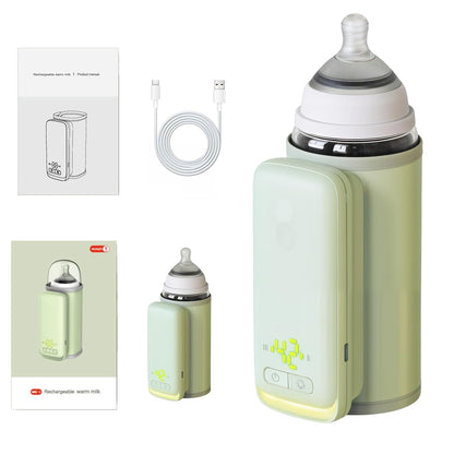 Portable Insulated Bottle Warmer, Waterless Baby Warmer, 6000mAh and 6-Level Temperature Control, Rquipped with a Small Hight Light and Temperature Bisplay, Suitable for Outdoor Travel and Home Use