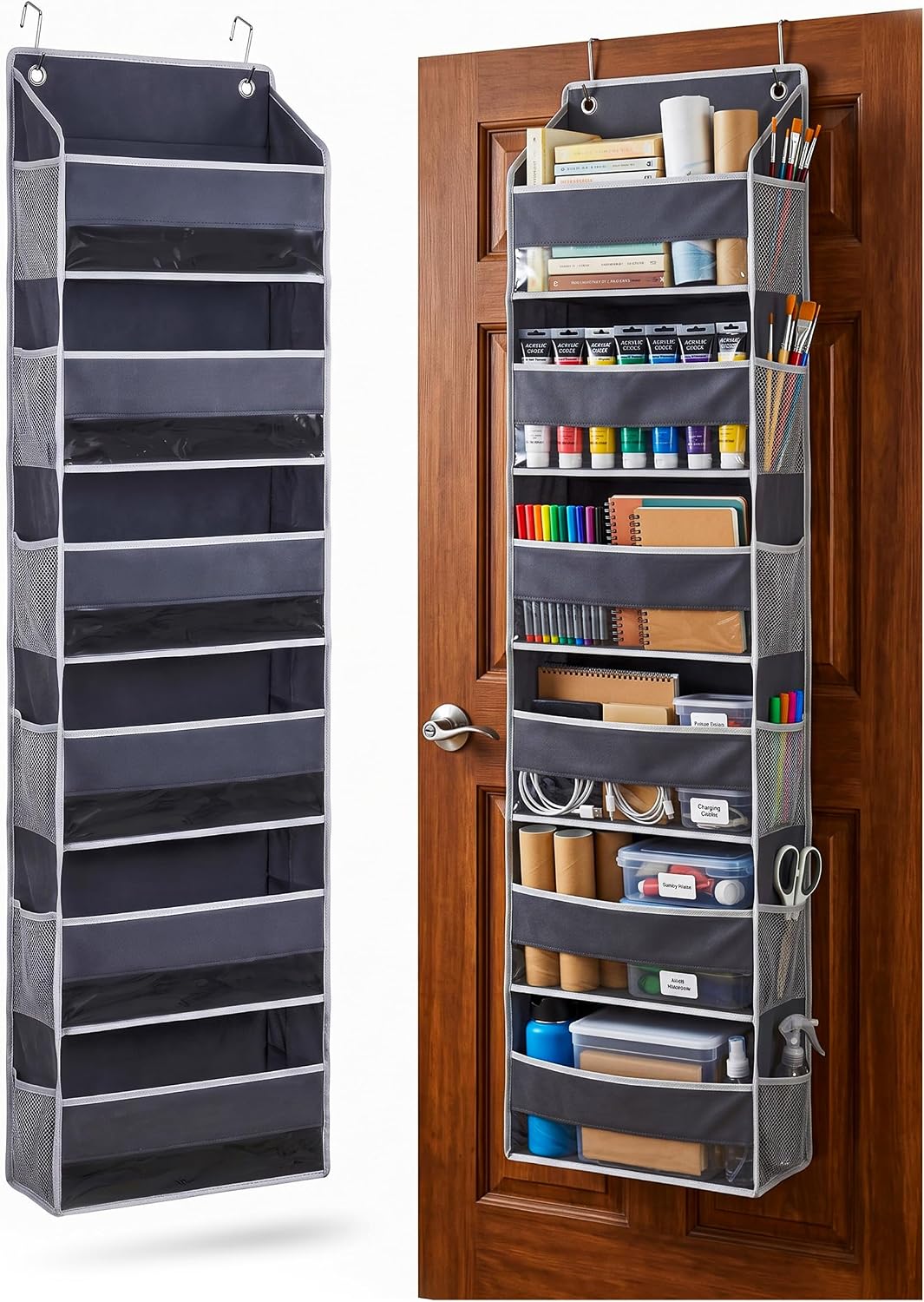 6 Shelves Hanging Closet Organizer, Dark Grey, Pack of 1