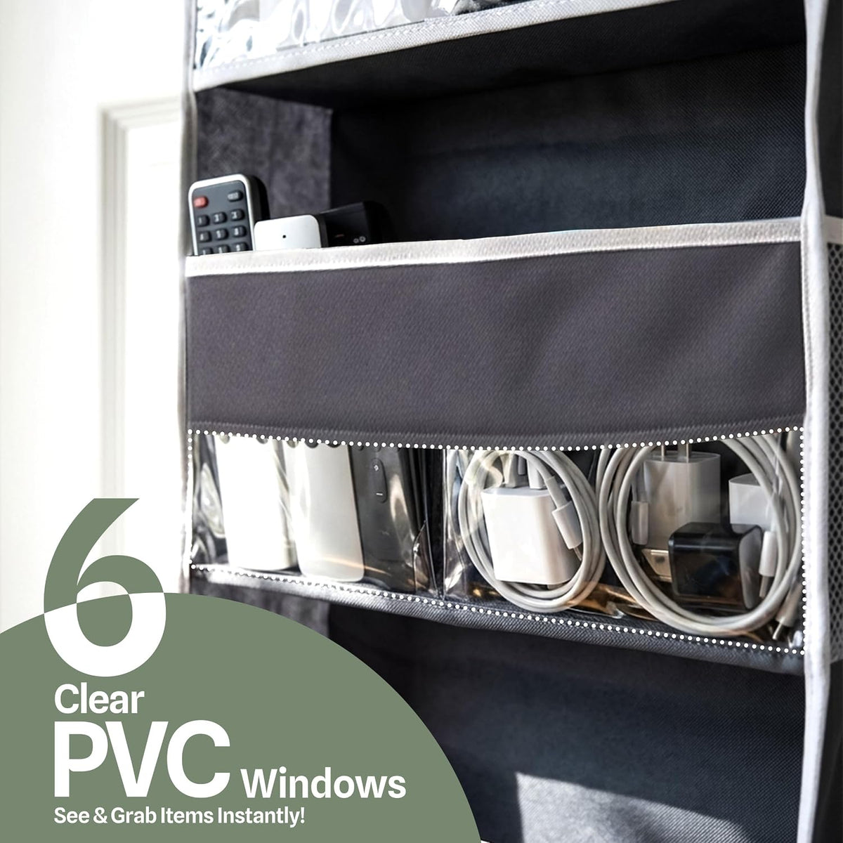 6 Shelves Hanging Closet Organizer, Dark Grey, Pack of 1