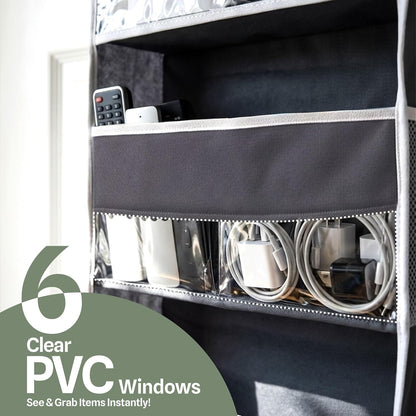 6 Shelves Hanging Closet Organizer, Dark Grey, Pack of 1