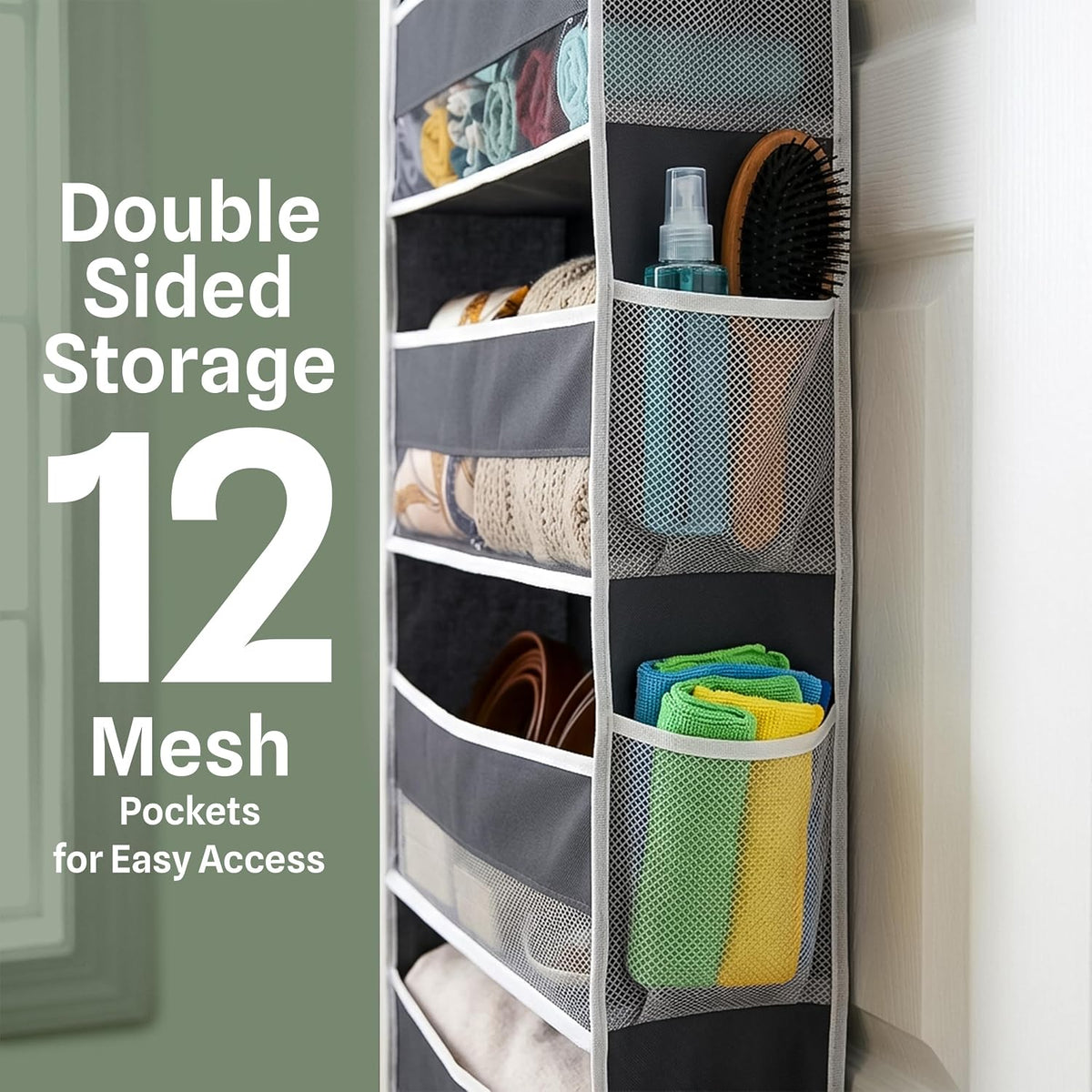6 Shelves Hanging Closet Organizer, Dark Grey, Pack of 1