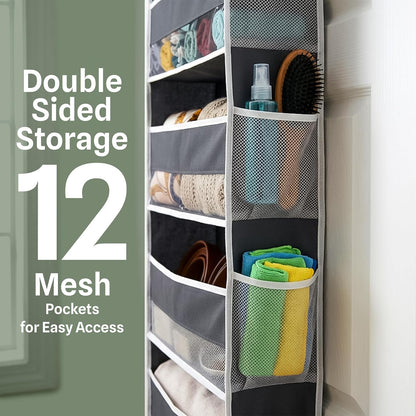 6 Shelves Hanging Closet Organizer, Dark Grey, Pack of 1
