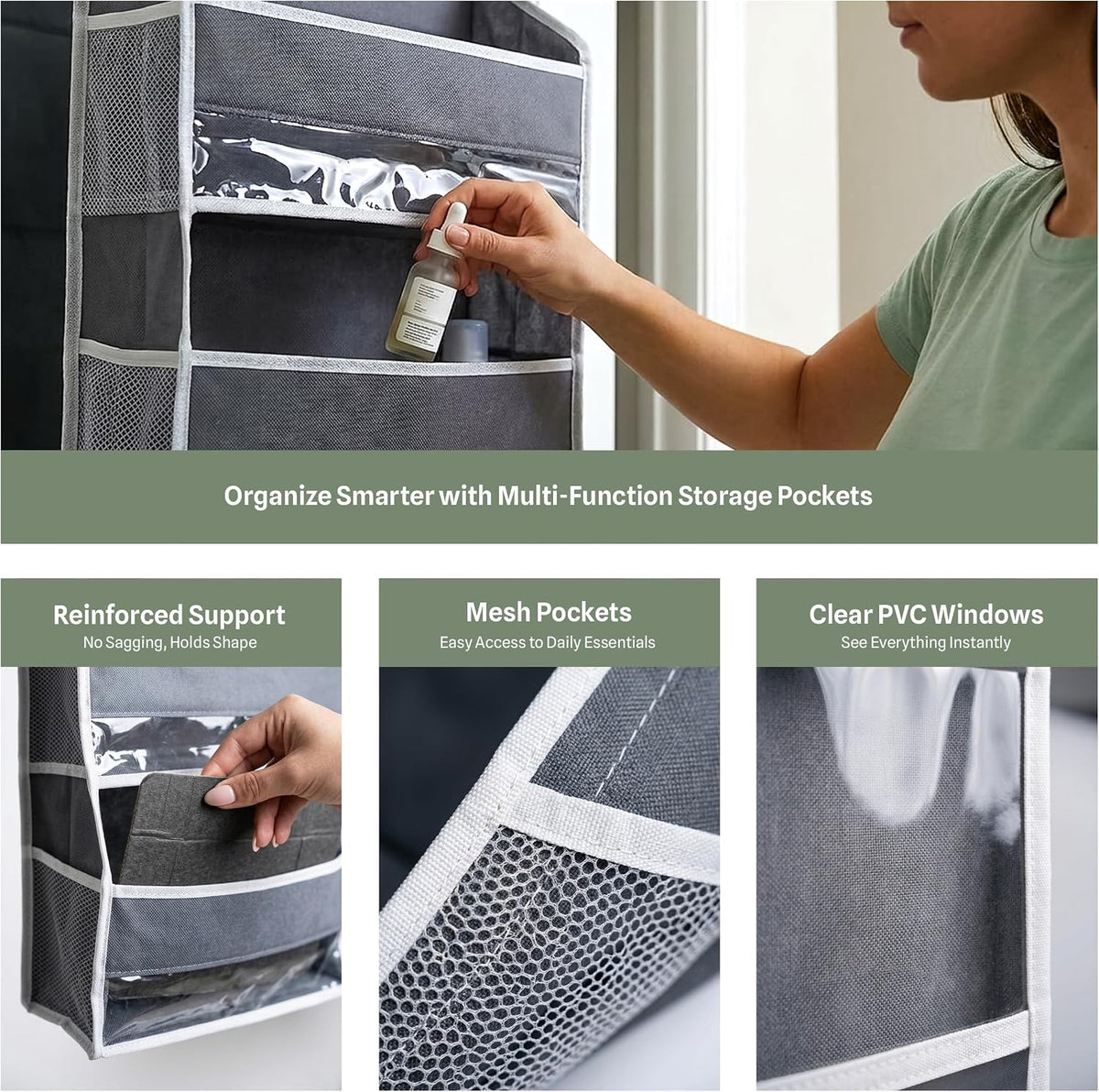 6 Shelves Hanging Closet Organizer, Dark Grey, Pack of 1