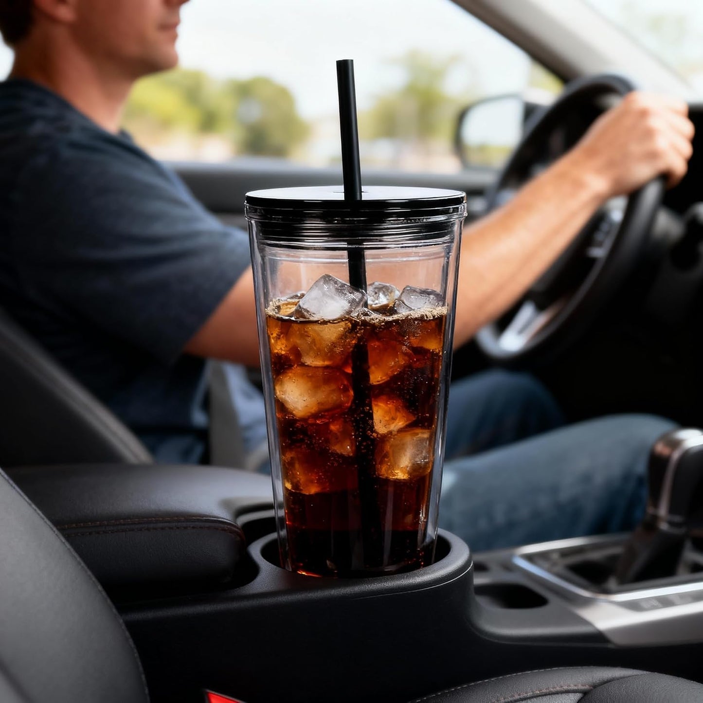 24oz Tumbler with Lid and Straw, Leak Proof and Double Wall Insulated Reusable Plastic Cups,Travel Reusable Iced Coffee Cup (2, White Butterfly)