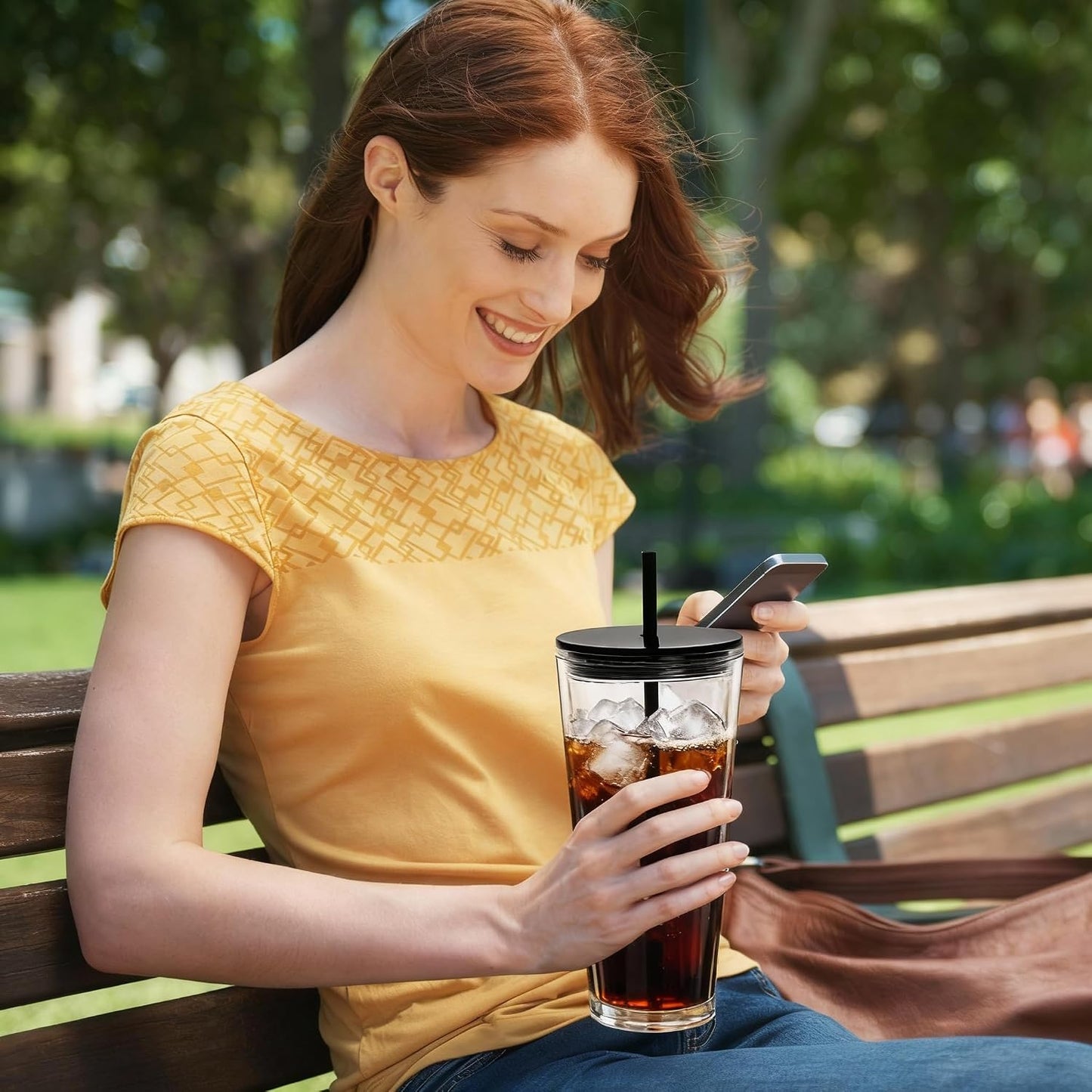 24oz Tumbler with Lid and Straw, Leak Proof and Double Wall Insulated Reusable Plastic Cups,Travel Reusable Iced Coffee Cup (2, White Butterfly)