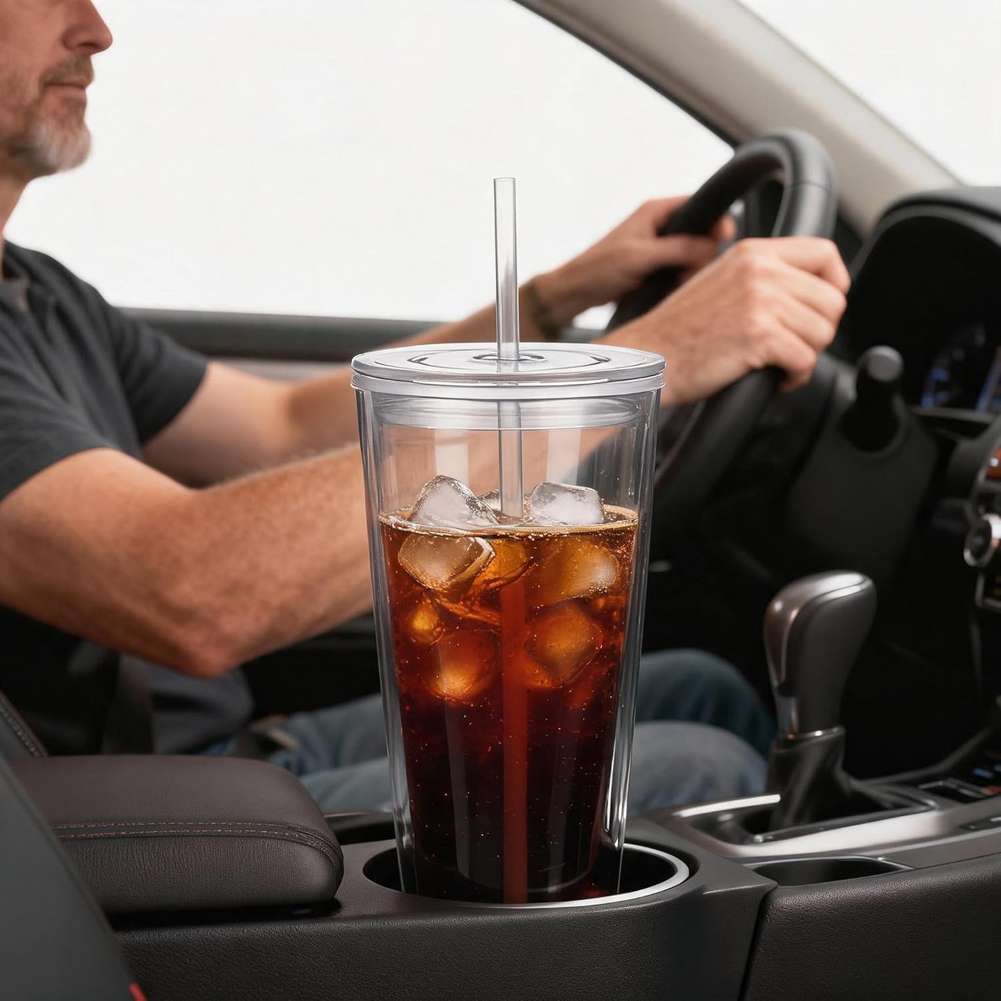 24oz Tumbler with Lid and Straw, Leak Proof and Double Wall Insulated Reusable Plastic Cups,Travel Reusable Iced Coffee Cup (2, White Butterfly)