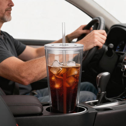 24oz Tumbler with Lid and Straw, Leak Proof and Double Wall Insulated Reusable Plastic Cups,Travel Reusable Iced Coffee Cup (2, White Butterfly)