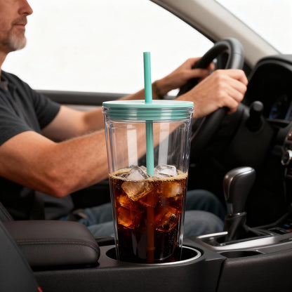 24oz Tumbler with Lid and Straw, Leak Proof and Double Wall Insulated Reusable Plastic Cups,Travel Reusable Iced Coffee Cup (2, White Butterfly)