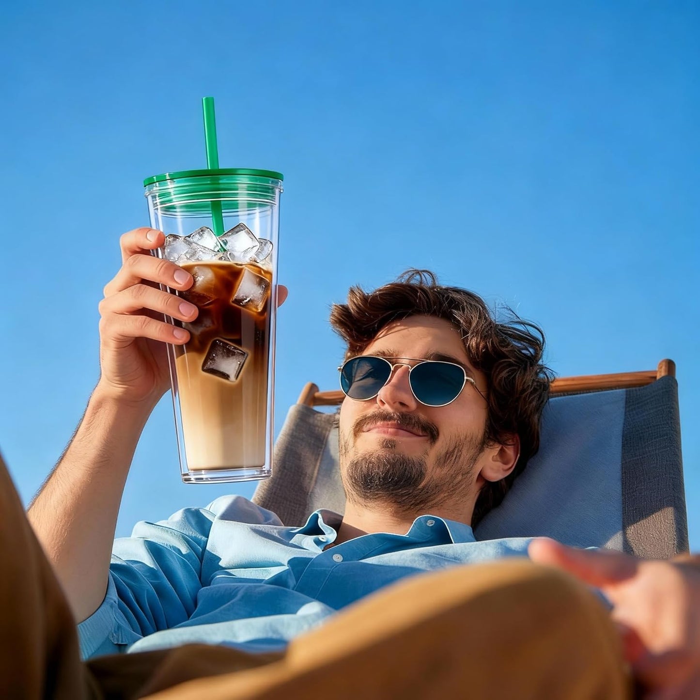 24oz Tumbler with Lid and Straw, Leak Proof and Double Wall Insulated Reusable Plastic Cups,Travel Reusable Iced Coffee Cup (2, White Butterfly)
