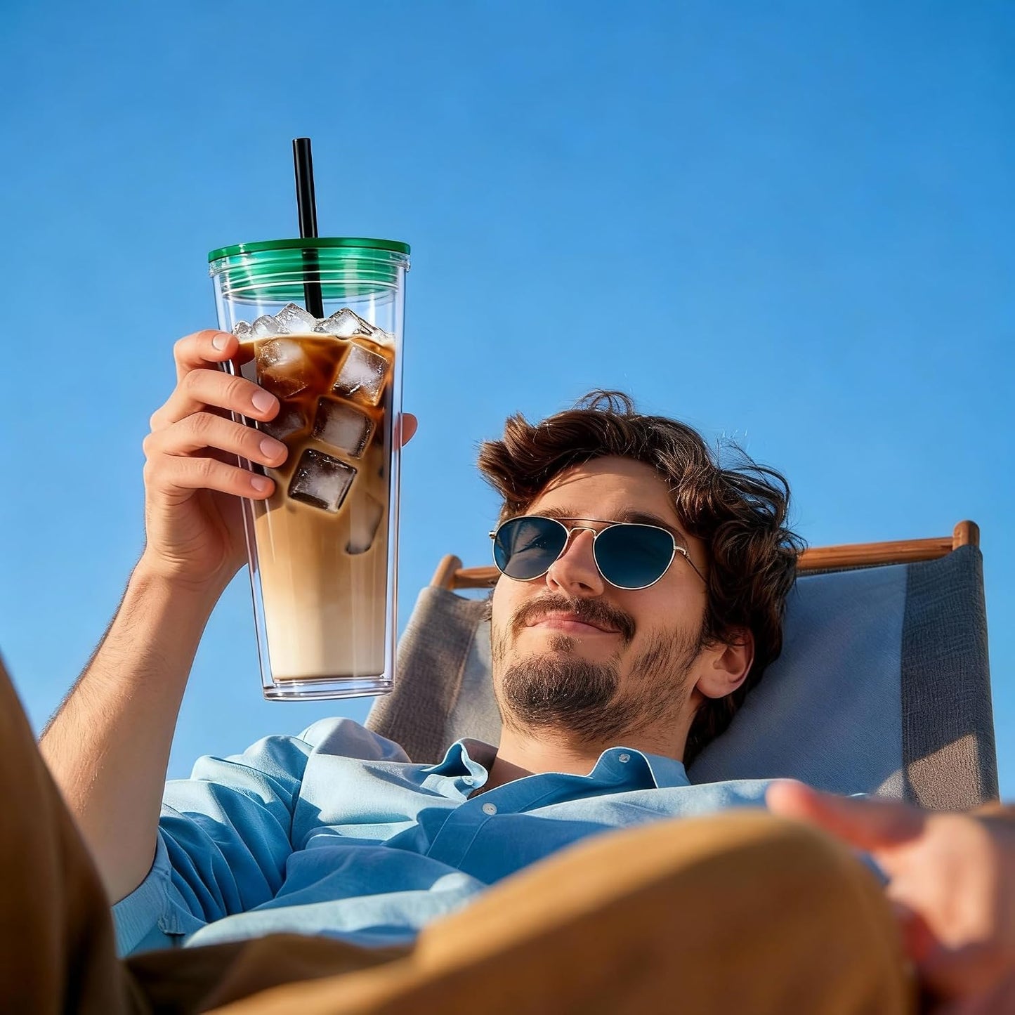 24oz Tumbler with Lid and Straw, Leak Proof and Double Wall Insulated Reusable Plastic Cups,Travel Reusable Iced Coffee Cup (2, White Butterfly)