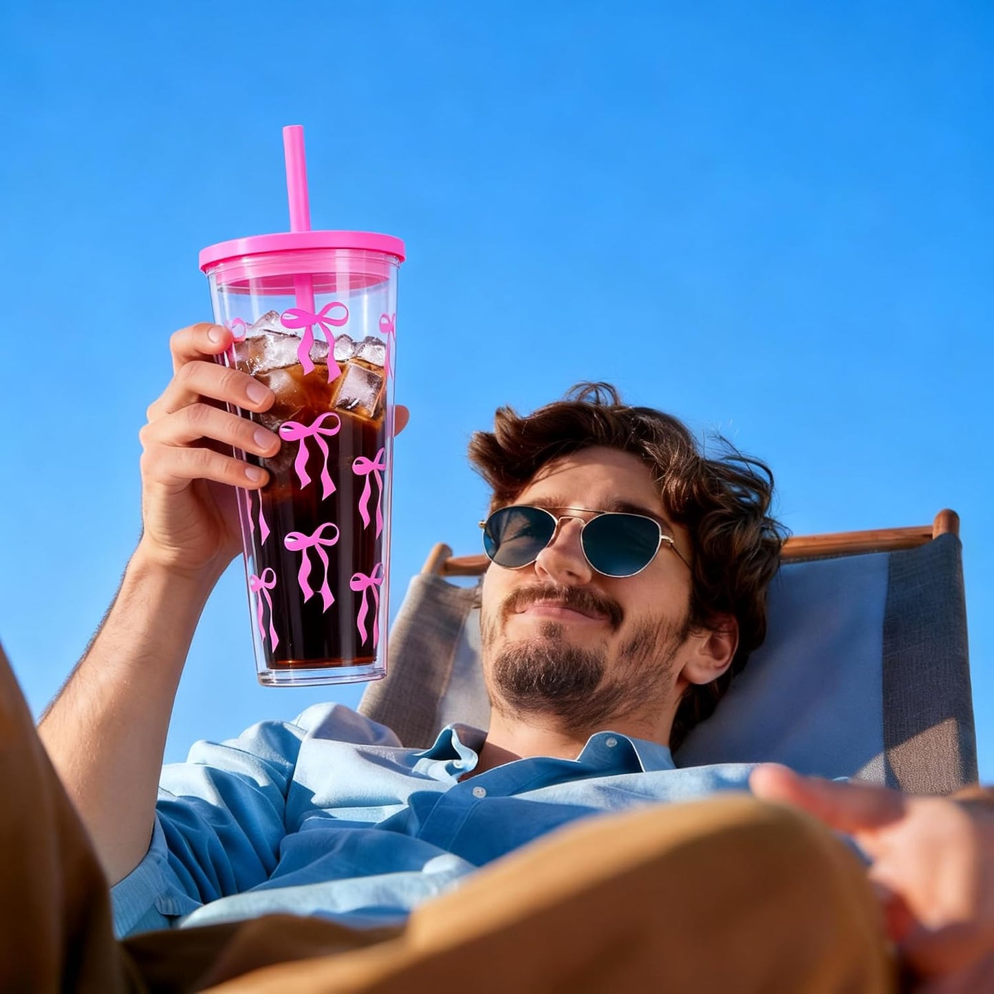 24oz Tumbler with Lid and Straw, Leak Proof and Double Wall Insulated Reusable Plastic Cups,Travel Reusable Iced Coffee Cup (2, White Butterfly)