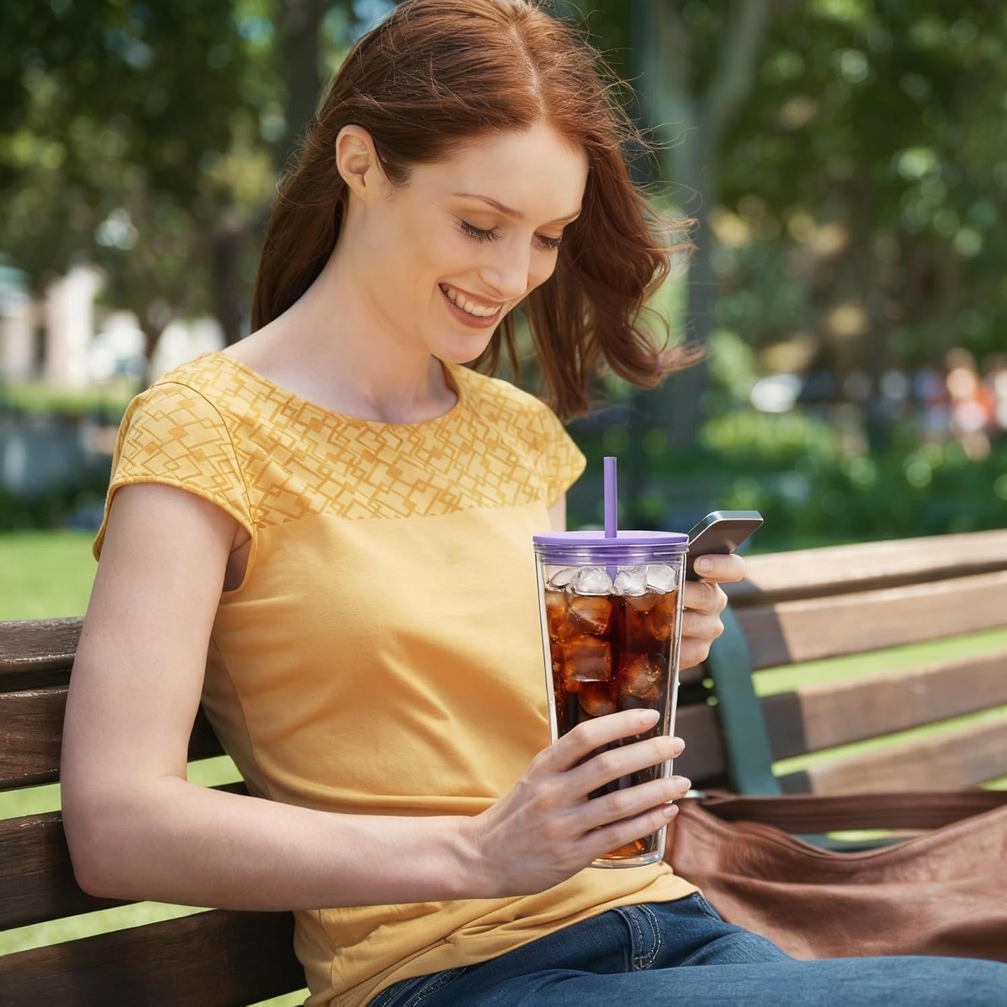24oz Tumbler with Lid and Straw, Leak Proof and Double Wall Insulated Reusable Plastic Cups,Travel Reusable Iced Coffee Cup (2, White Butterfly)