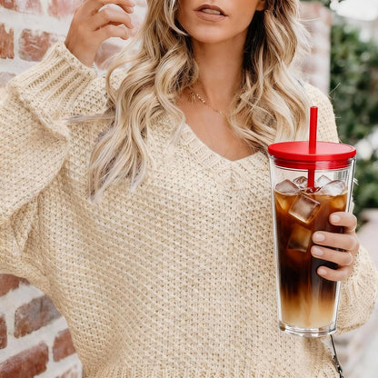 24oz Tumbler with Lid and Straw, Leak Proof and Double Wall Insulated Reusable Plastic Cups,Travel Reusable Iced Coffee Cup (2, White Butterfly)