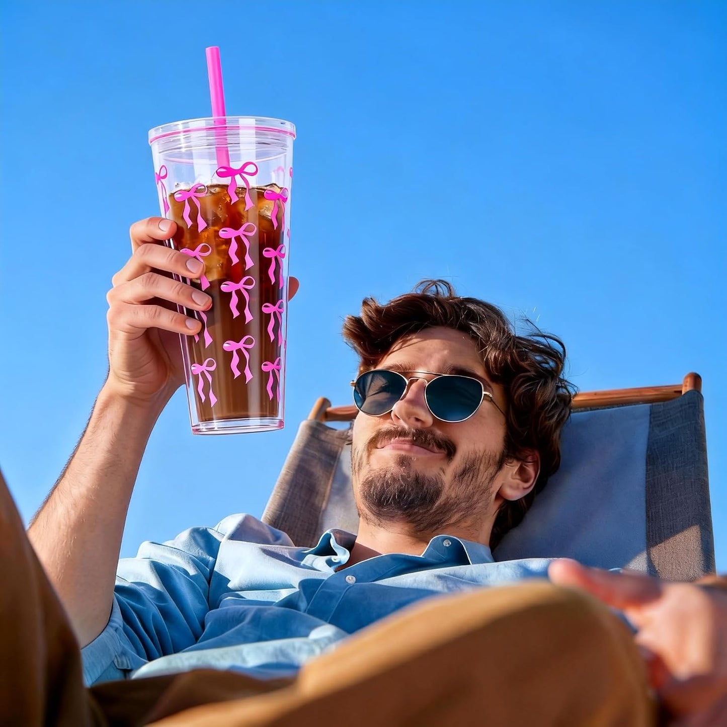 24oz Tumbler with Lid and Straw, Leak Proof and Double Wall Insulated Reusable Plastic Cups,Travel Reusable Iced Coffee Cup (2, White Butterfly)