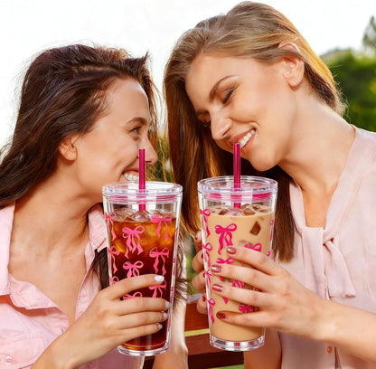 24oz Tumbler with Lid and Straw, Leak Proof and Double Wall Insulated Reusable Plastic Cups,Travel Reusable Iced Coffee Cup (2, White Butterfly)