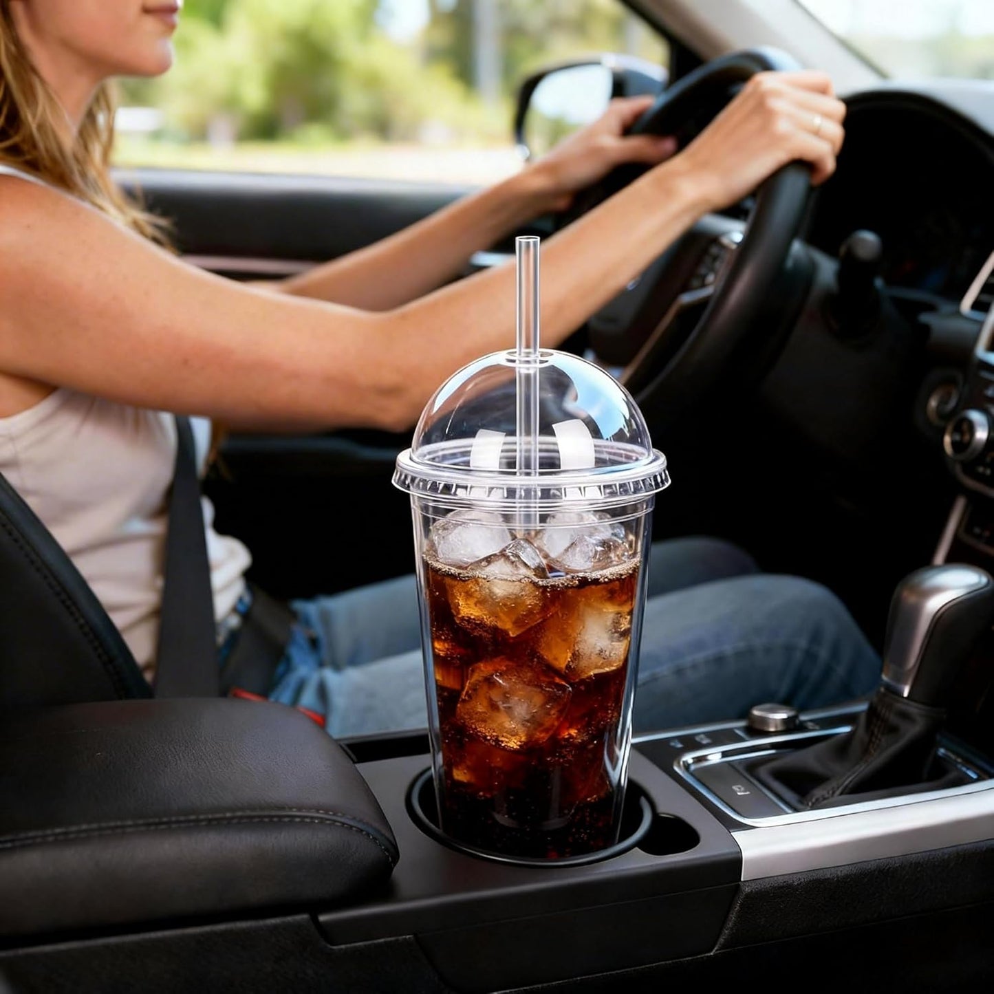24oz Tumbler with Lid and Straw, Leak Proof and Double Wall Insulated Reusable Plastic Cups,Travel Reusable Iced Coffee Cup (2, White Butterfly)
