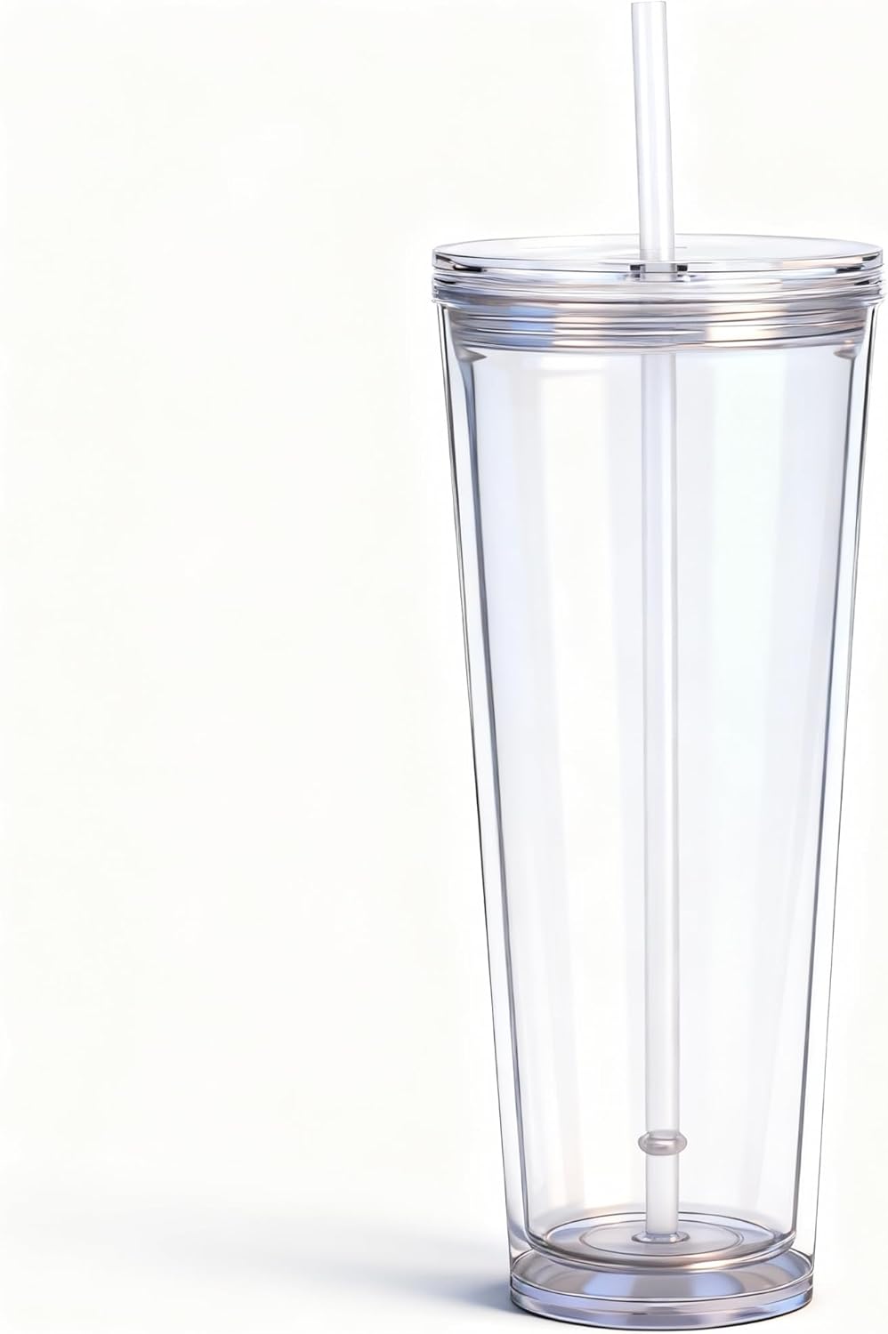 24oz Tumbler with Lid and Straw, Leak Proof and Double Wall Insulated Reusable Plastic Cups,Travel Reusable Iced Coffee Cup (2, White Butterfly)