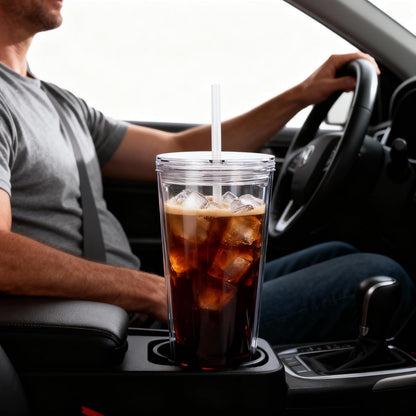 24oz Tumbler with Lid and Straw, Leak Proof and Double Wall Insulated Reusable Plastic Cups,Travel Reusable Iced Coffee Cup (2, White Butterfly)