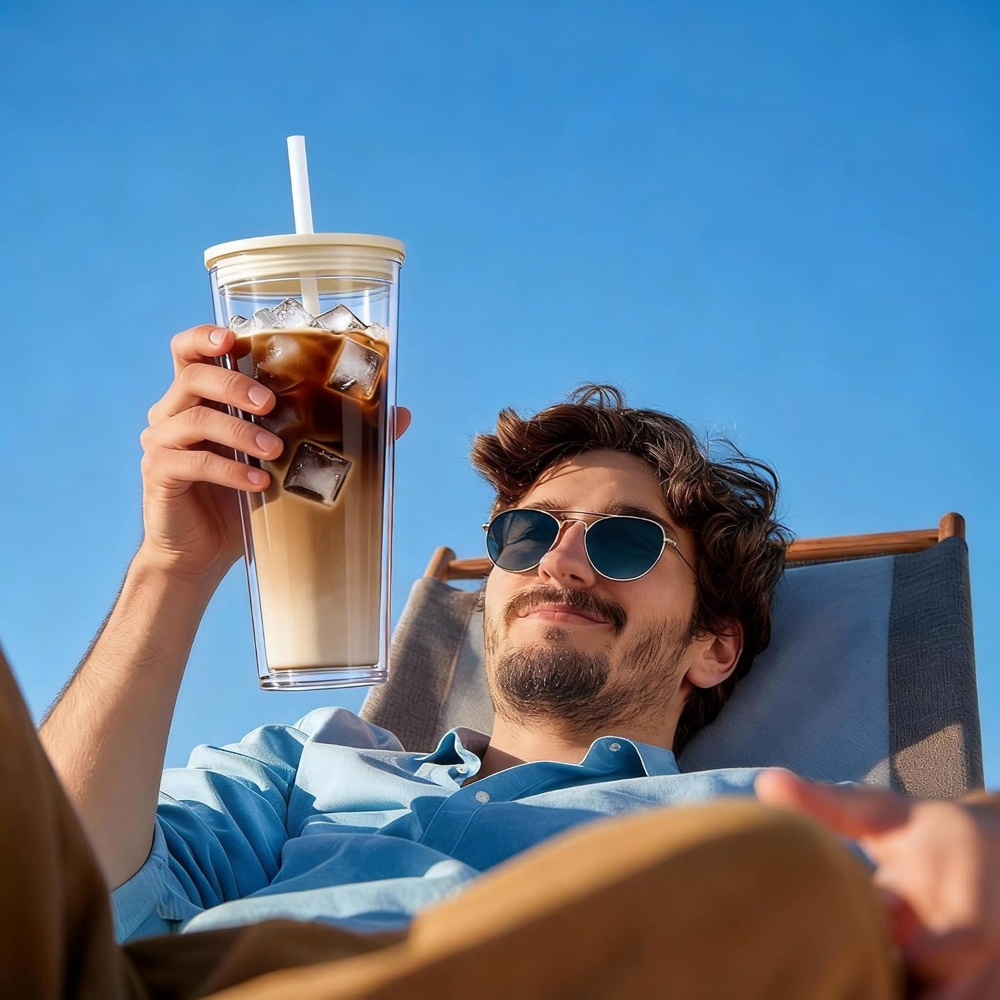24oz Tumbler with Lid and Straw, Leak Proof and Double Wall Insulated Reusable Plastic Cups,Travel Reusable Iced Coffee Cup (2, White Butterfly)
