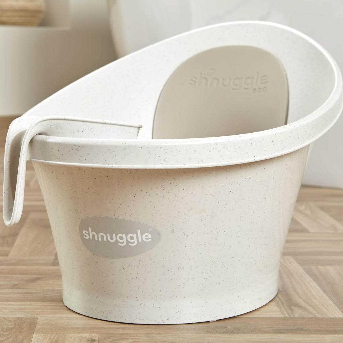 Bath Rinse Jug | Soft Rim Baby & Toddler Shampoo Rinser | Bath Hair Rinsing Cup | Hair Wash Jug with Handle | Essential Bath Accessories | White/Grey
