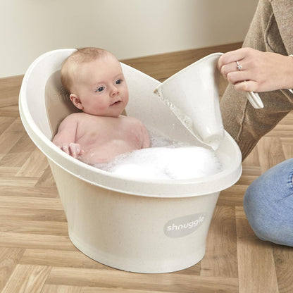 Bath Rinse Jug | Soft Rim Baby & Toddler Shampoo Rinser | Bath Hair Rinsing Cup | Hair Wash Jug with Handle | Essential Bath Accessories | White/Grey