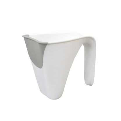 Bath Rinse Jug | Soft Rim Baby & Toddler Shampoo Rinser | Bath Hair Rinsing Cup | Hair Wash Jug with Handle | Essential Bath Accessories | White/Grey