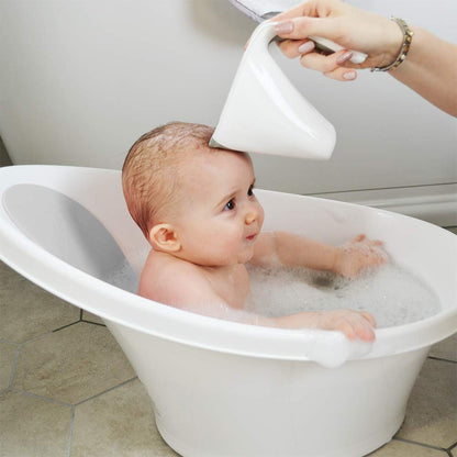 Bath Rinse Jug | Soft Rim Baby & Toddler Shampoo Rinser | Bath Hair Rinsing Cup | Hair Wash Jug with Handle | Essential Bath Accessories | White/Grey