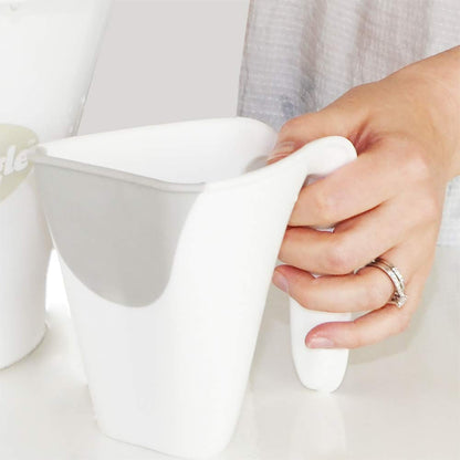 Bath Rinse Jug | Soft Rim Baby & Toddler Shampoo Rinser | Bath Hair Rinsing Cup | Hair Wash Jug with Handle | Essential Bath Accessories | White/Grey