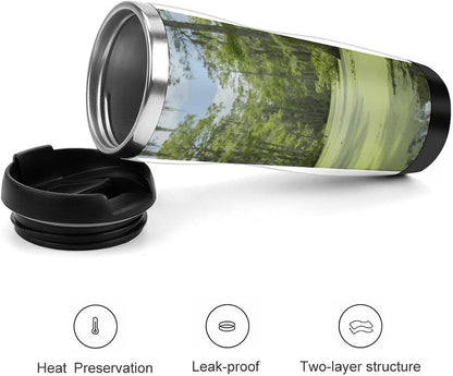 13oz Insulated Travel Coffee Mug Reusable Coffee Cup Water Bottle | Green Swamp Travel Mug with Leak Proof Lid Double Wall Stainless Steel Coffee Tumbler Personalized Gift