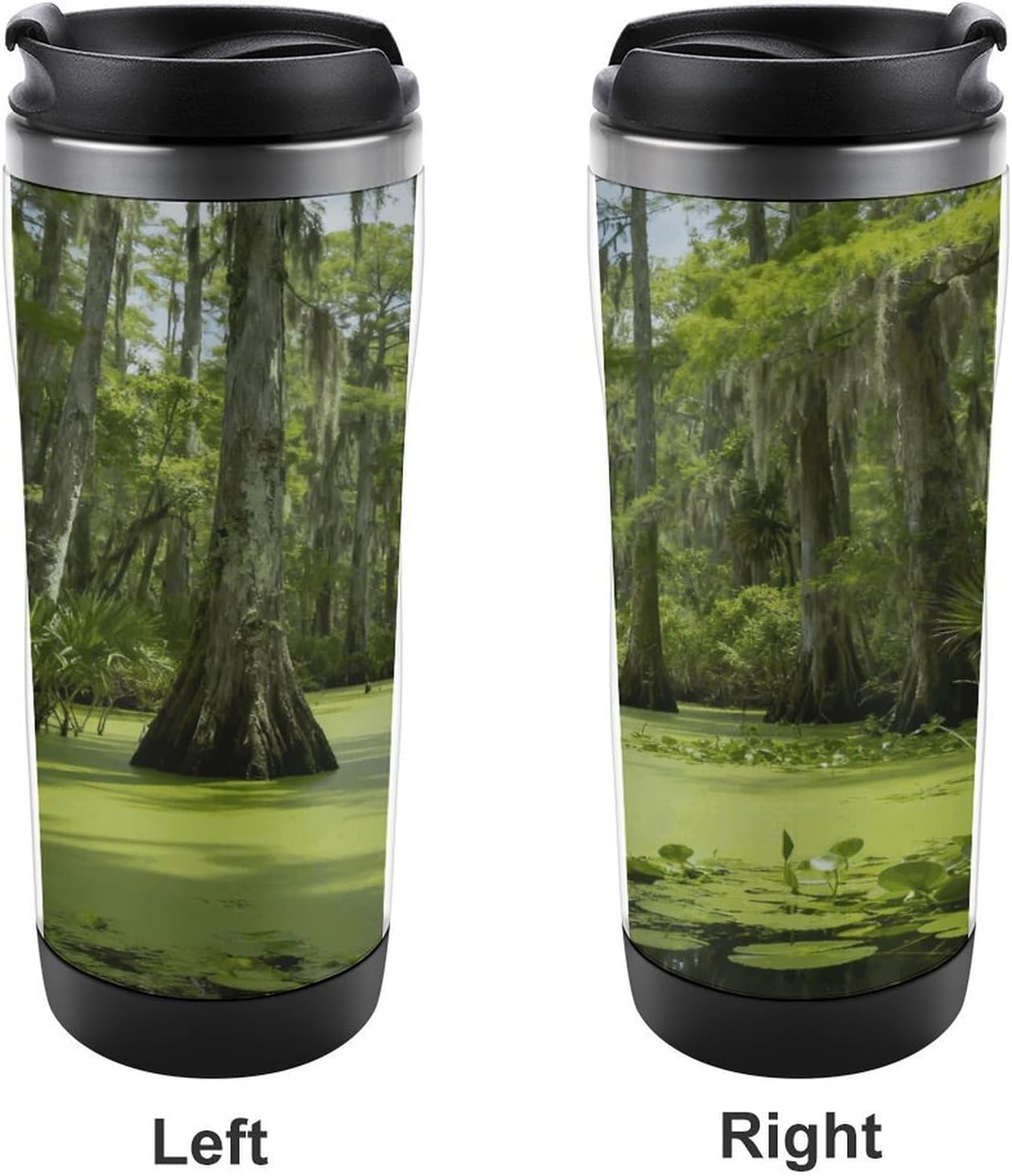13oz Insulated Travel Coffee Mug Reusable Coffee Cup Water Bottle | Green Swamp Travel Mug with Leak Proof Lid Double Wall Stainless Steel Coffee Tumbler Personalized Gift