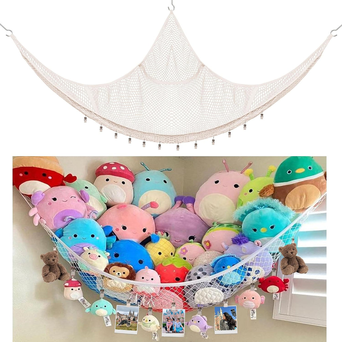 Stuffed Animal Storage Hammock, Corner Hanging Toy Organizer