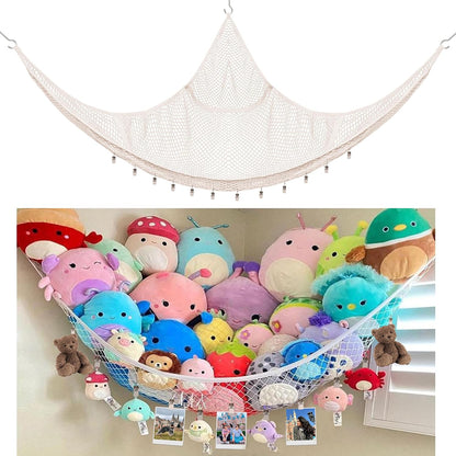 Stuffed Animal Storage Hammock, Corner Hanging Toy Organizer