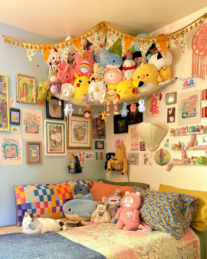 Stuffed Animal Storage Hammock, Corner Hanging Toy Organizer