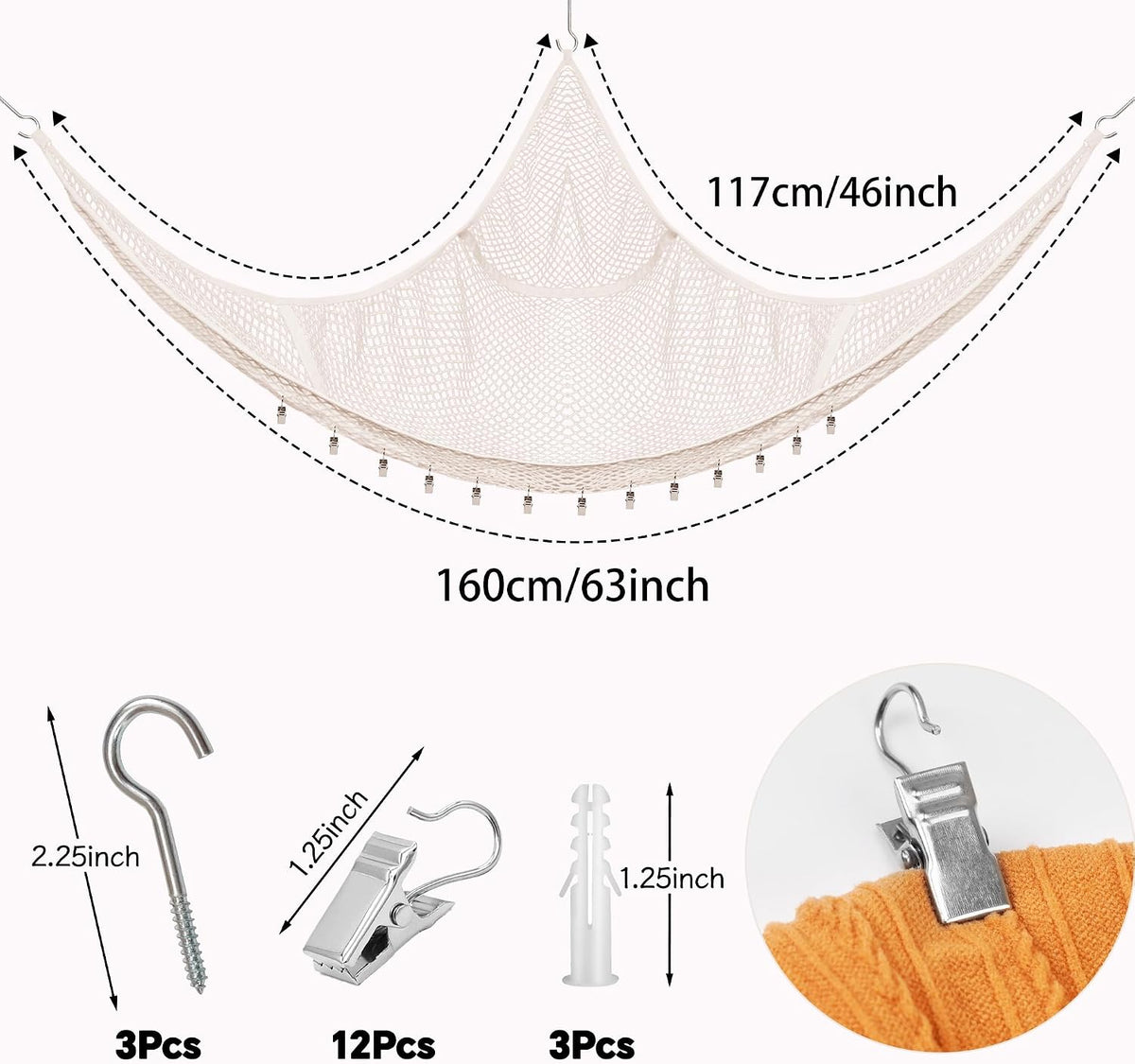 Stuffed Animal Storage Hammock, Corner Hanging Toy Organizer