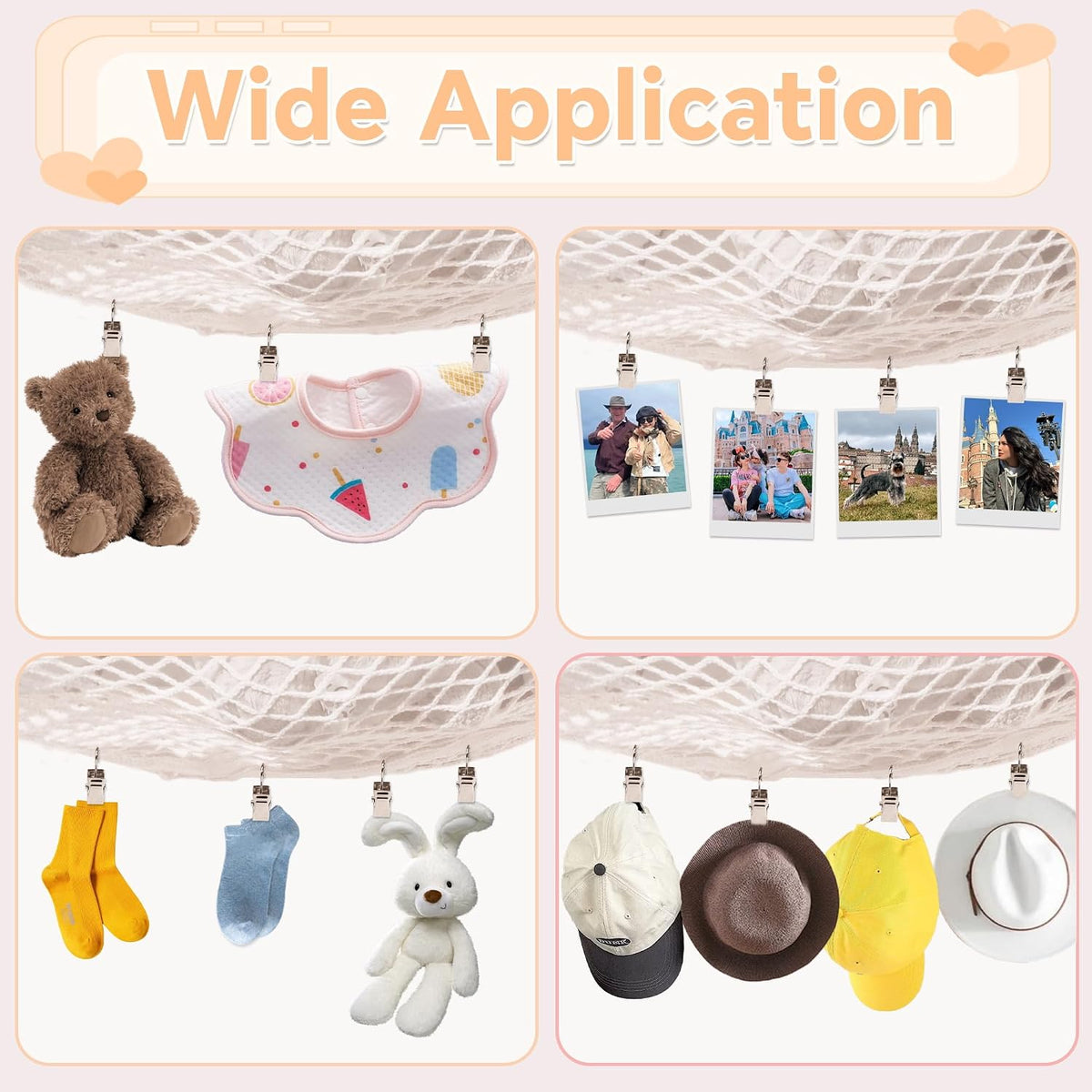 Stuffed Animal Storage Hammock, Corner Hanging Toy Organizer
